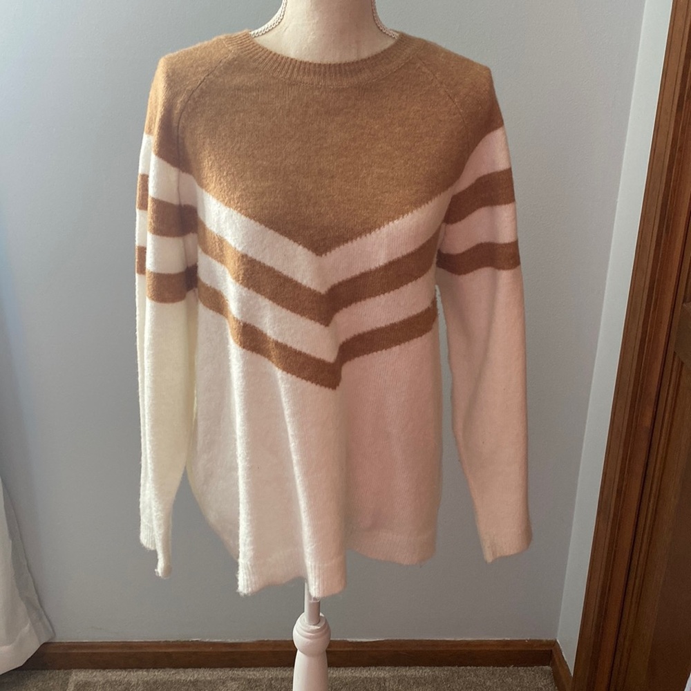 Chevron tan and cream sweater by Andree